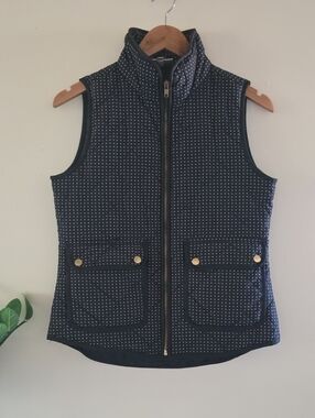 KENAR Quilted Full Zip Polka Dot Vest - S